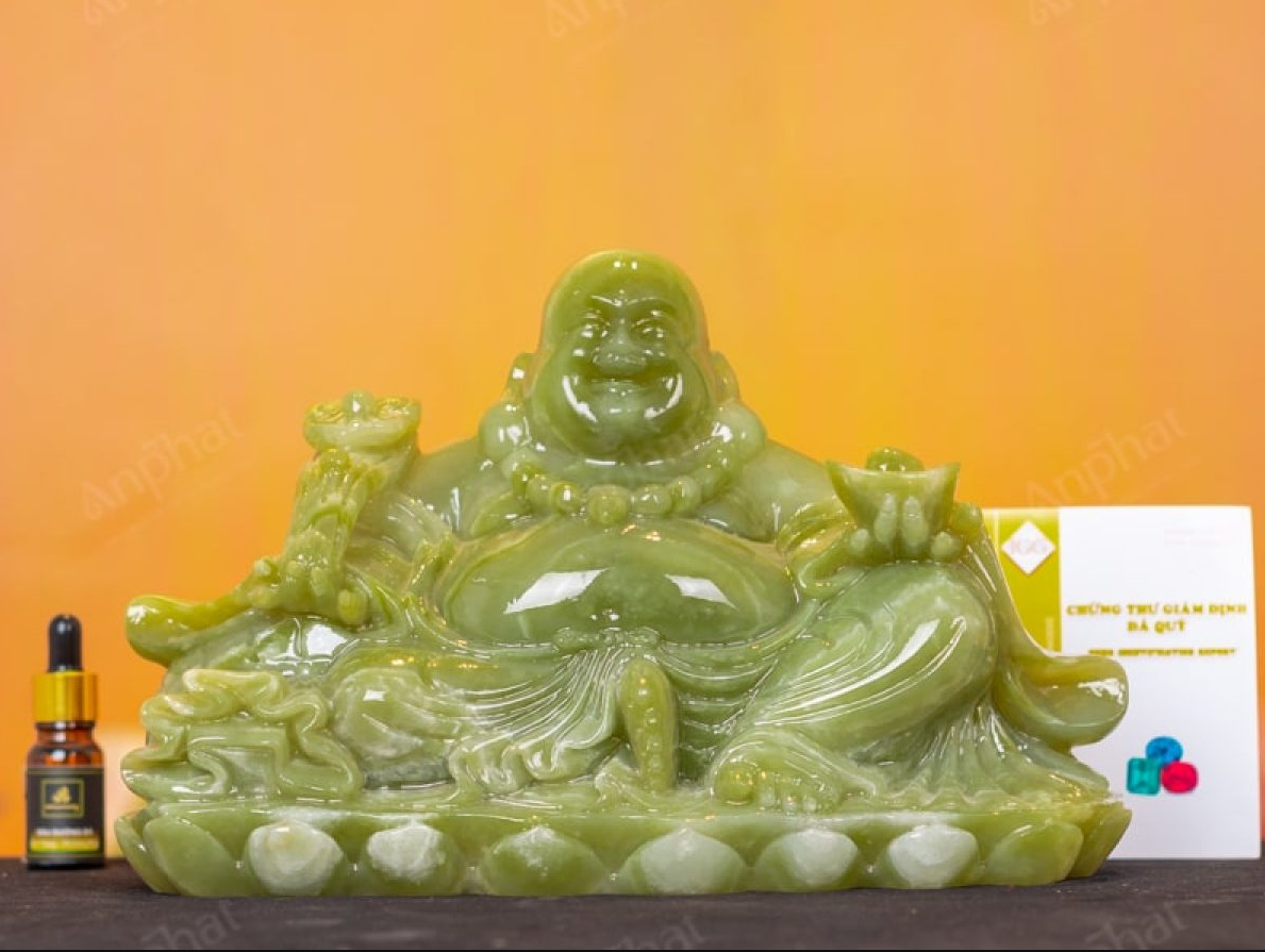 Tượng Phật Di Lặc Bằng Đá Thạch anh xanh Aventurine Dáng Đứng